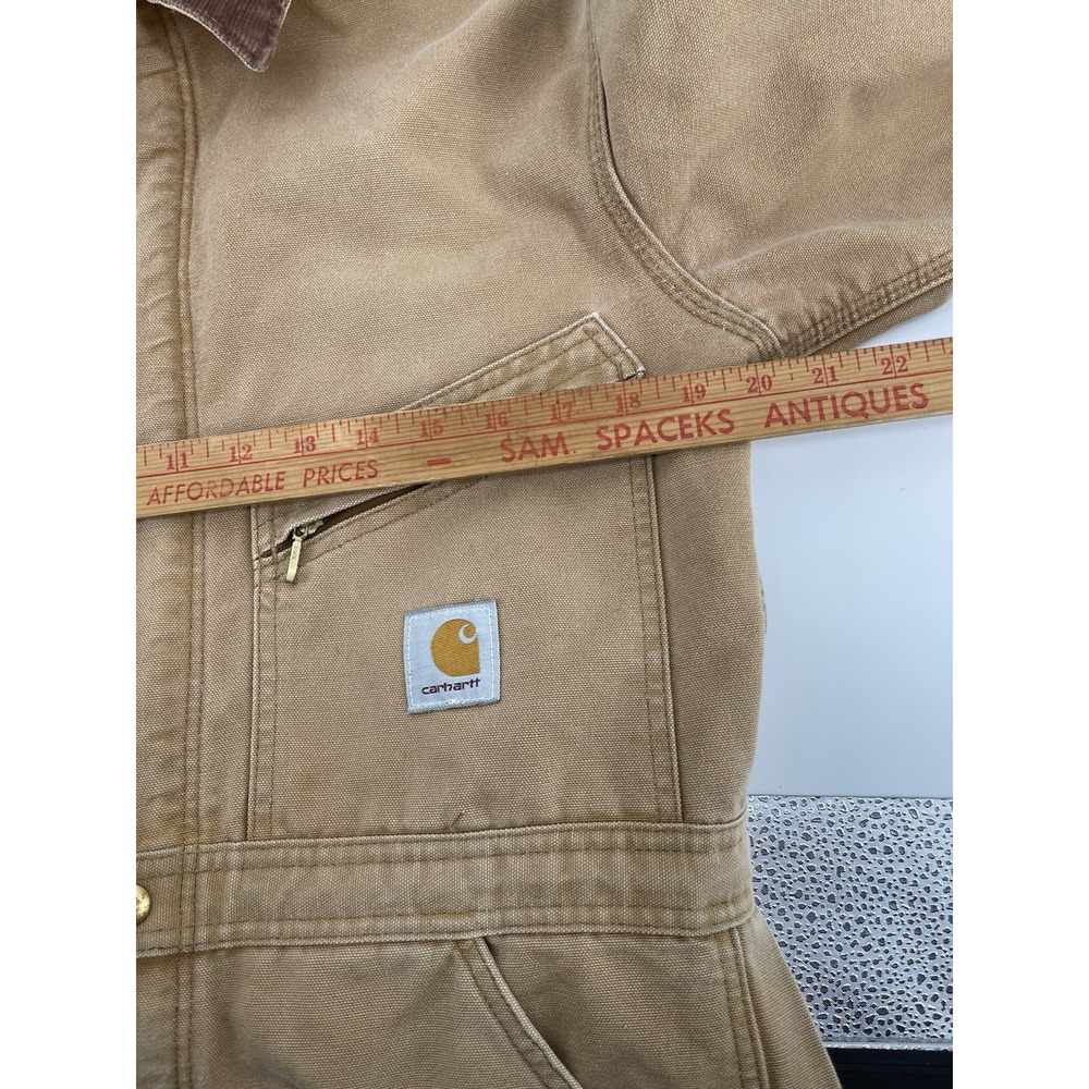 Rare vintage Carhartt Tan Brown Collar Duck Canvas Coverall Jumpsuit - Picture 6 of 16